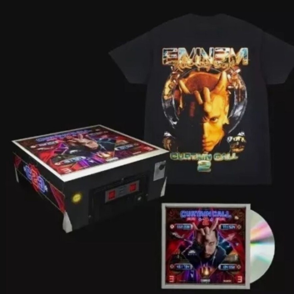 RARE COLLECTOR ITEM EMINEM CURTAIN CALL TSHIRT AND CD BOX SET